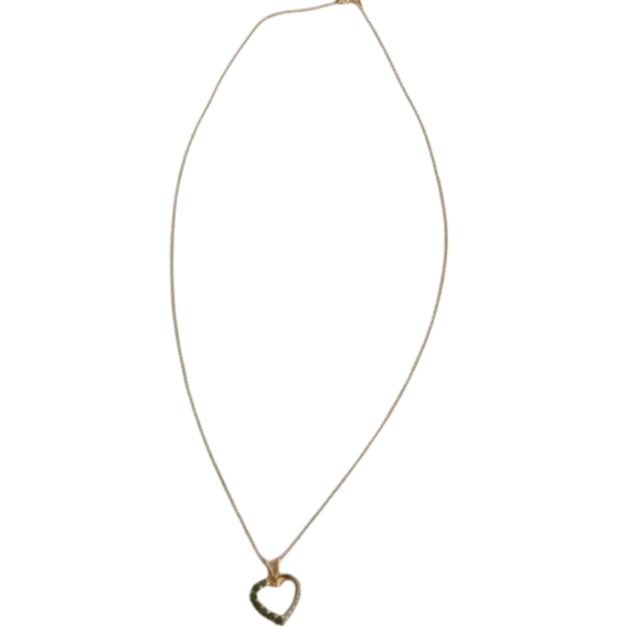 18KT Gold Genuine Emerald Diamond Heart Necklace - Picture 4 of 9